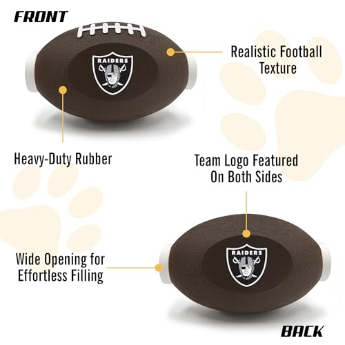 NFL Las Vegas Raiders Football Treat Dispensing Toy for Dogs and Cats - Interactive Rubber Ball for Feeding and Fun - color: Las Vegas Raiders
