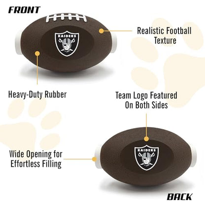 NFL Las Vegas Raiders Football Treat Dispensing Toy for Dogs and Cats - Interactive Rubber Ball for Feeding and Fun - color: Las Vegas Raiders