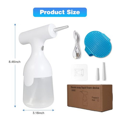 Dog Bath Brush and Foam Machine | Dog Shampoo Brush | Dog Wash Accessories | Rechargeable Shampoo and Soap Dispenser, White