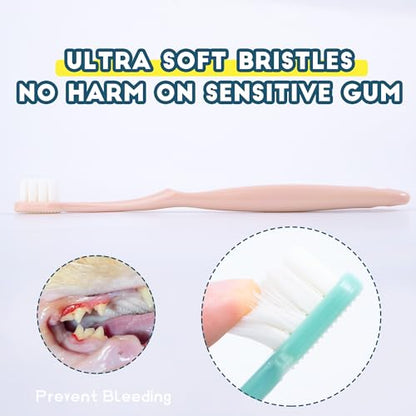 Dog Toothbrush Kit 2 Pack, Ultra Soft Pet Tooth Brush for Medium to Large Dogs & Cats, Animal Teeth Brushing Kit for Easy Dental Cleaning, 2 Pcs, Pink - style: Medium to large dog(2pcs, pink)