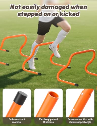 GHB Agility Hurdles Adjustable 8.3"&12.6" Speed Training Equipment Set | Foldable, Sturdy, Drill Guide &Carry Bag Included, For Amateur & Athletes, Soccer & Basketball - color: Orange 6 Pack
