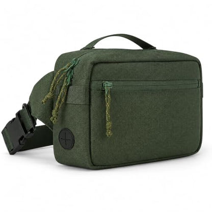 Dog Walking Bag, Treat Pouch & Poop Bag Holder, Crossbody Bag, Olive Green | Crossbody dog walking bag, hands-free. PEVA-lined treat pouch, poop bag holder, leash hook. Water-resistant, 4-50 in. strap - color: Olive Green