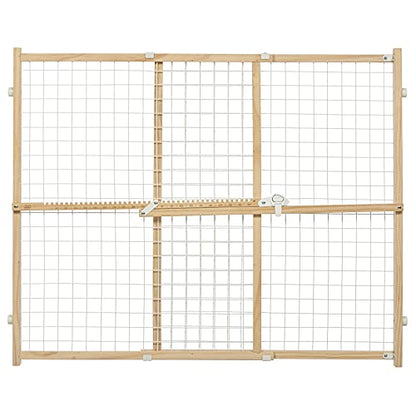 MidWest Homes for Pets Wire Mesh Pet Safety Gate, Dog Gate Expands From 29 - 50 Inches Wide, 32 Inches Tall, Wood, Powder Coated Wire - size: Medium