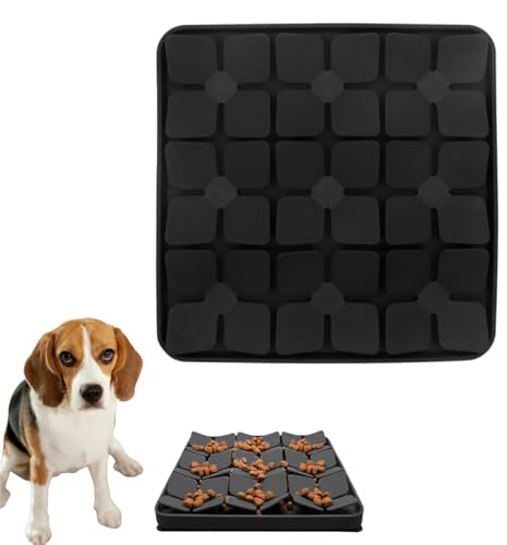 Pet Silicone Snuffle Mat Dog Feeding Mat Non-Slip Slow Feeder Puzzle Mat No Hurt for Dog's Nose for Smell Training Slow Eating (Black) - color: Black