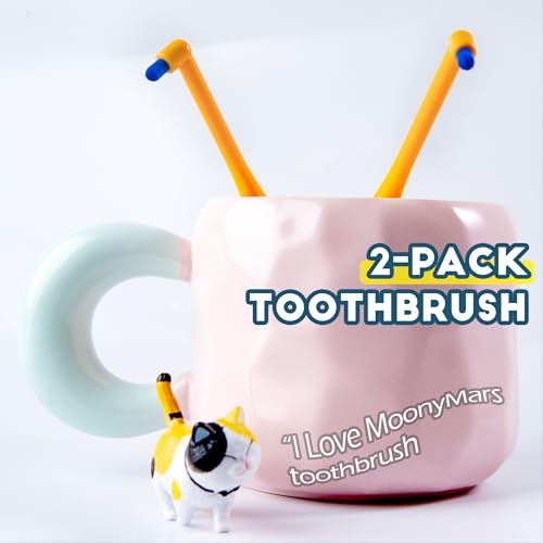 Cat Toothbrush Tuft Head, Small Dog & Puppy Tooth Brushing Kit, Mini Head Teeth Brush for Kitten & Tiny Pet, Doggy Toothbrushes Deep Dental Cleaning, 2 PCS - Orange - size: 1 Count (Pack of 2)