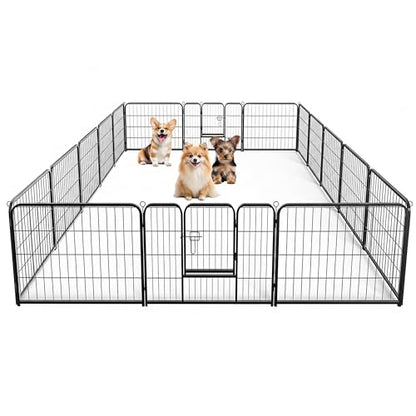 Simple Deluxe Dog Playpen Outdoor Indoor, 24 Inch 16 Panels Dog Fence for Small Dogs Puppy, Perfect Dog Pen for Camping, Yard, RV, Garden Fence, Black - size: 24 Inch 16 Panels
