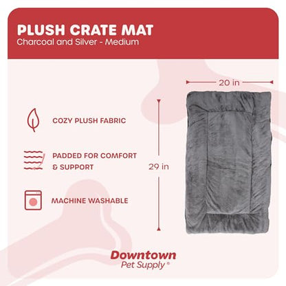 Downtown Pet Supply Medium Fleece Dog Crate Mat, Charcoal/Silver, 29 in x 20 in - color: Charcoal/Silver, size: Medium