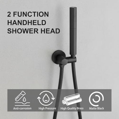 Black Shower Wand Brass Handheld Shower 7 Inch High Pressure Hand Held Shower Head High Flow Sprayer, 2 In 1 Function with 59 inch Hose, Bracket - color: Matte Black