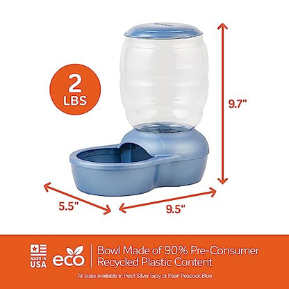 Petmate Replendish Gravity Feeder W/Microban, Pearl Peacock Blue, 2 LB, Made in USA - color: Pearl Peacock Blue, size: 2 LB