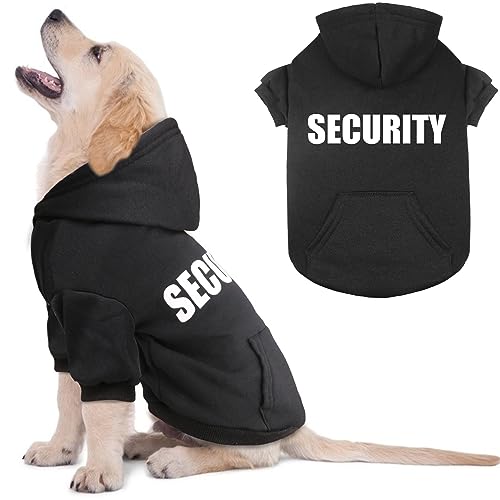 Dog Sweaters for Small Dogs Security Sweater Soft Brushed Fleece Pet Clothes Dog Hoodie Sweatshirt with Pocket(XS) - size: X-Small