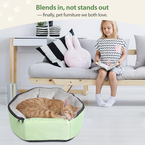 2-in-1 Pet Sling Carrier & Bed, Convertible Cat Travel Bag with Machine Washable Cover, Breathable Mesh & Hand-Washable Support Pad, Airline Approved for Cats & Small Dogs Up to 22lbs