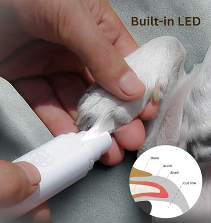 Dog Nail Grinder with LED Light – Quiet Rechargeable Pet Nail Trimmer for Small Medium Large Dogs & Cats, 2 Speed Electric Grinder, 3 Grinding Ports, Low Noise Grooming Tool (PAWPAL)