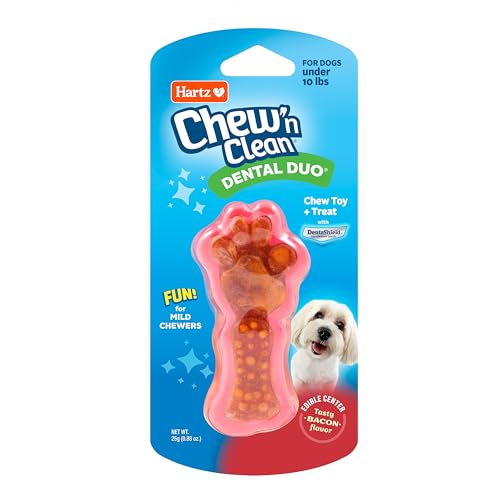 Hartz Chew 'n Clean Dental Duo Bacon Flavored Dental Dog Chew Toy and Treat - Extra Small - size: X-Small (Pack of 1), style: 1 Count