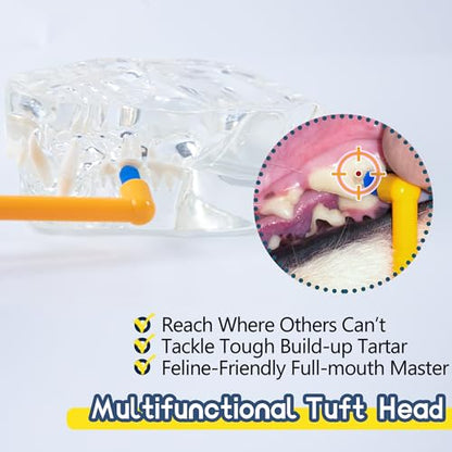 Cat Toothbrush Tuft Head, Small Dog & Puppy Tooth Brushing Kit, Mini Head Teeth Brush for Kitten & Tiny Pet, Doggy Toothbrushes Deep Dental Cleaning, 2 PCS - Orange - size: 1 Count (Pack of 2)