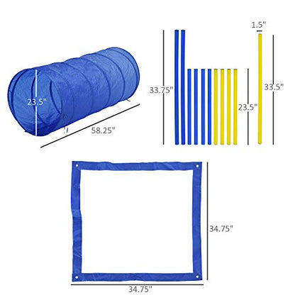 Professional Dog Agility Training Set with Adjustable High Jump, Weave Poles, Pause Box, and Open Tunnel for Outdoor Practice