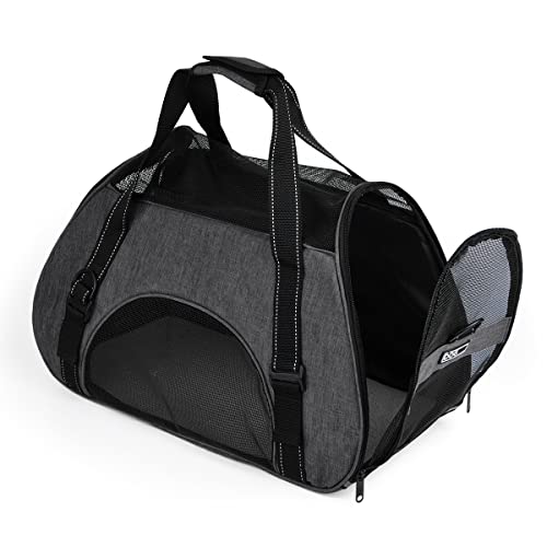 Dogline Carrier Bag Airline Approved Carrier for Dogs and Cats, Size M, Grey - color: Grey, size: H 13" x W 9" x L 21"