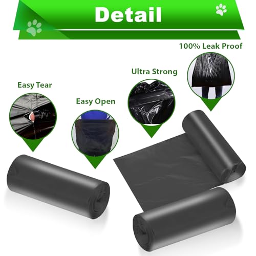 Dog Poop Trash Can Outside, Fully Assembled Dog Waste Trash Can with Lid, Pedal and Removable Inner Waste Bin,Pet Poop Bin with 200 Free Bags, for Garden, Black