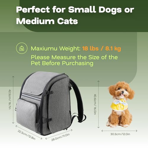Premium Dog & Cat Carrier Backpack for Travel, Hiking & Vet Visits - Solid Durable Pet Backpack with Breathable Mesh, Safety Strap, Anti-Anxiety Curtain & Storage Pockets (Gray) - color: Gray