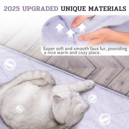 NWK Fluffy Self Warming Cat Mat, Cat Blanket, Thermal Dog Mat, Washable, Non-Slip Bottom for Sofa & Crate & Kennel & Car Seat (Purple, Medium (28'' X 19'' X 0.4'')) - color: Purple, size: Medium (28'' X 19'' X 0.4'')