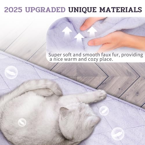 NWK Fluffy Self Warming Cat Mat, Cat Blanket, Thermal Dog Mat, Washable, Non-Slip Bottom for Sofa & Crate & Kennel & Car Seat (Purple, Large (35'' X 23'' X 0.4'')) - color: Purple, size: Large (35'' X 23'' X 0.4'')