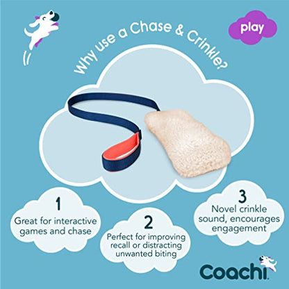 Coachi Chase & Crinkle - A Fun Enrichment Dog Toy for Chase & Play. Soft & Crinkly, Lightweight, Reward Training, Interrupting Biting & Chewing, Ideal for Agility and Suitable for Puppies - style: Chase & Crinkle