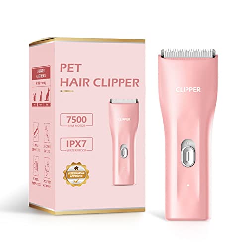 Dog Cat Home Hair Waterproof Clipper Portable Electric USB Rechargeable Pet Grooming Tools Low Noise Shaver Cordless Trimmer for Small and Large Pets - color: L006-pink