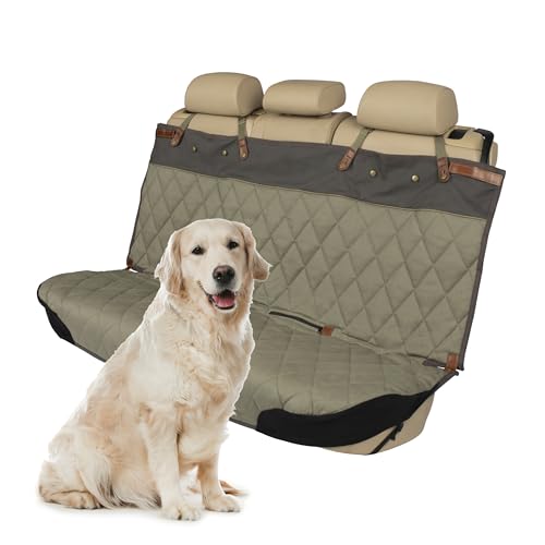 PetSafe Happy Ride Quilted Bench Seat Cover - Long-Lasting Waterproof Padded Backseat Protection with Secure Seatbelt Access - Keeps Leather Seats Clean & Protects from Scratches - color: Green, size: Standard, style: Bench
