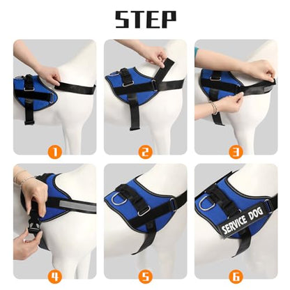 MUMUPET Service Dog Vest, No Pull Reflective Adjustable Harness with Handle, Soft Breathable Padding for Medium Dogs, 2 Removable Velcro Patches (Blue, M) - color: Blue, size: Medium