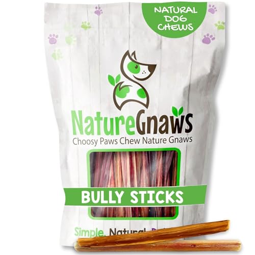 Nature Gnaws Extra Thin Bully Sticks for Small Dogs 5-6" (50 Count) - Long Lasting for Light Chewers and Puppies - Natural Beef Dog Chew Bone - size: 50 Count (Pack of 1)