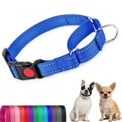 Martingale Dog Collar,Buckle Reflective Dog Choke Collar Escape Proof No Pull Cinch Dog Training Collars Adjustable for Small Medium Breed Pet Dogs,Blue M - color: Blue, size: M(Neck 13.5-16")
