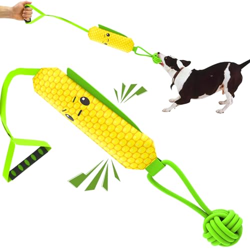 ETIAL Interactive Dog Tug Toy,Indestructible Dog Toys for Aggressive Chewers,Tough Squeaky Dog Rope Toys for Training,Tug of War Dog Toy Balls for Medium & Large Dogs (Corn) - style: Corn