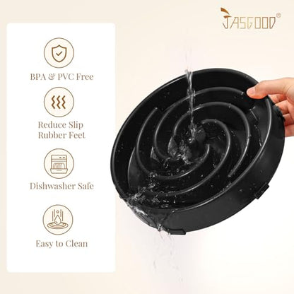 JASGOOD Slow Feeder Dogs Bowl for Large Medium Dogs,Anti-Gulping Pet Slower Food Feeding Bowls Stop Bloat,Preventing Choking - color: A-Black