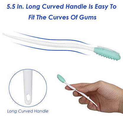 AUTOWT Dog Toothbrush, 4 Packs Silicone Pro Double-Sided Soft Comfort Gentle Dental Brushes Set Kit with 5.7 inches Curved Long Handle for Puppy Small Medium Dogs Cats Most Pet (Set 1)
