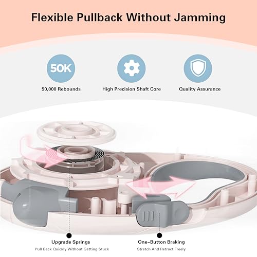 Retractable Dog Leash, 16ft Strong Nylon, 360° Tangle-Free, Dog Pattern for Small, Medium, and Large Dogs Up to 110 lbs (Pink) - color: pink