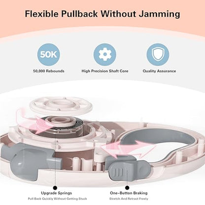 Retractable Dog Leash, 16ft Strong Nylon, 360° Tangle-Free, Dog Pattern for Small, Medium, and Large Dogs Up to 110 lbs (Pink) - color: pink