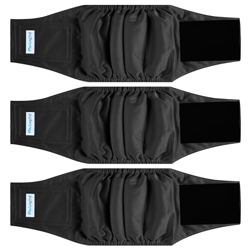 Paw Legend Washable Dog Belly Band Wrap Diapers for Male Dog | High Absorbing Puppy & Doggy Diapers Male (3 Pack,Black,Black,Black,XS) - color: Black, Black, Black (Black Lining), size: X-Small