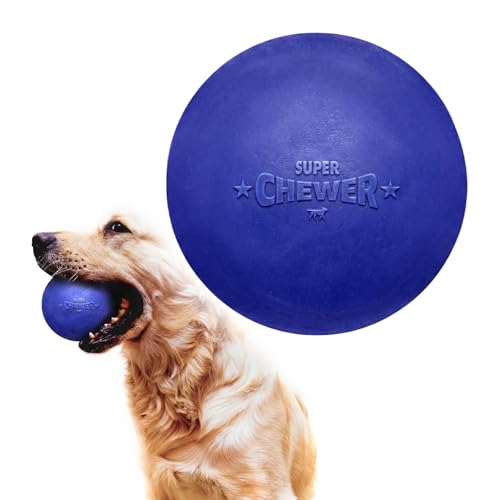 SuperChewer Tough Dog Ball Toy | Lifetime Replacement | Strong Natural Rubber | Great Dog Fetch Toy | Chew Toys for Dogs | Ultra Durable Chew Toys for Aggressive Chewers | Large Breed Tested - size: Large - 3 Inch / 12 oz