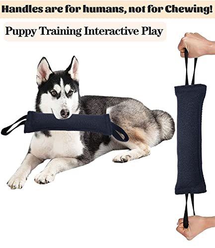 Clysoru Dog Tug Toy Double Pack Tough Jute Bite Pillow Training Equipment Puppy to Large Dogs Interactive - color: black crimson