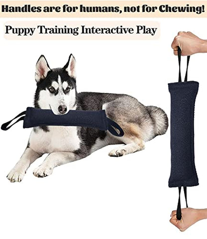 Clysoru Dog Tug Toy Double Pack Tough Jute Bite Pillow Training Equipment Puppy to Large Dogs Interactive - color: black crimson