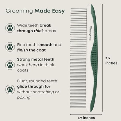 Freshly Bailey Metal Comb for Dogs - Greyhound Comb for Grooming Poodle, Doodle, Goldendoodle - Dog Comb with Dual Teeth for Curly & Wavy Coats