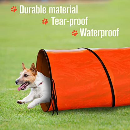 Houseables Dog Agility Tunnel, Dog Tunnel, Agility Equipment, 18 Feet, Puppy Obstacle Course, Crawling, Pet Playground, Small, Medium, Large, Indoor/Outdoor, Play, Pop Up Set, Exercise Tube, Toy, Red - color: Red