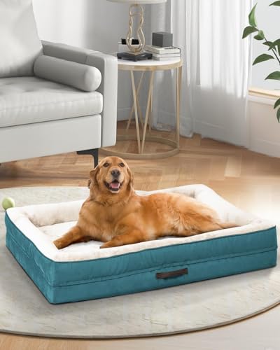 Upvilla XXL Orthopedic Dog Bed, Four-Sided Cushioned Egg-Shaped Foam Dog Sofa, Waterproof Removable Cover, Pet Sofa Bed with Non-Slip Base, Giant Dog Bed,Blue - color: Blue, size: 54"l X 36"w X 7.5"th