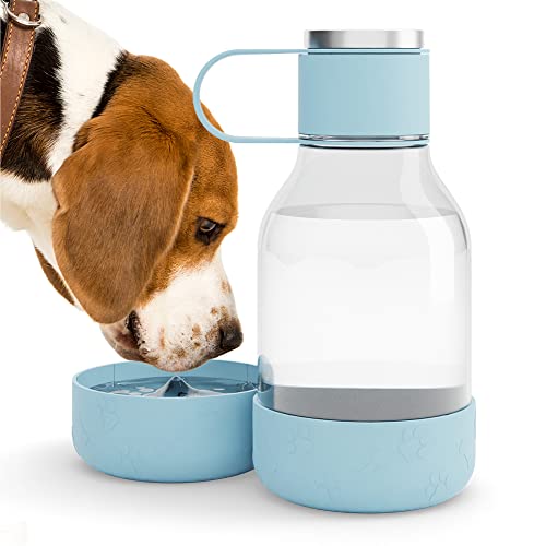Asobu Buddy Bottle a Stainless Steel Insulated Water Bottle for with Removable Dog Water Bowl and Dog Food and Treat Storage Bowl (Blue, Tritan 50 oz Water Bottle with Bowl) - color: Jumbo mug for dog Blue, size: 50 oz