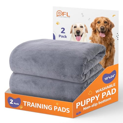 Washable Dog Pee Pads 24x36 2Pack Reusable, Absorb Dog Mats Non-Slip for Puppy Training, Whelping, Potty, Playpen, Crate - size: 24"x36"-2PACK