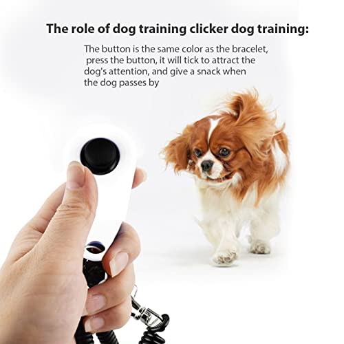 Dog Training Clicker, ABS Material Clicker with Black Long Wrist Strap and Ring, Universal for Dogs and Cats (White) - color: White