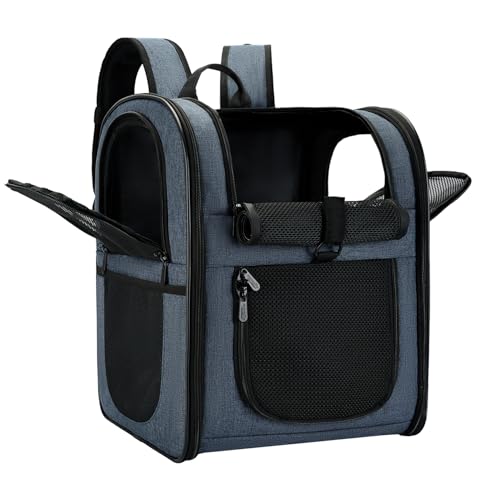 Apollo Walker Dog & Cat Carrier Backpack for 4-18lb Pets - Ventilated Safe Design with Padded Back Support, Breathable Mesh Pet Backpack for Hiking, Travel, Outdoor (Navy) - color: Navy
