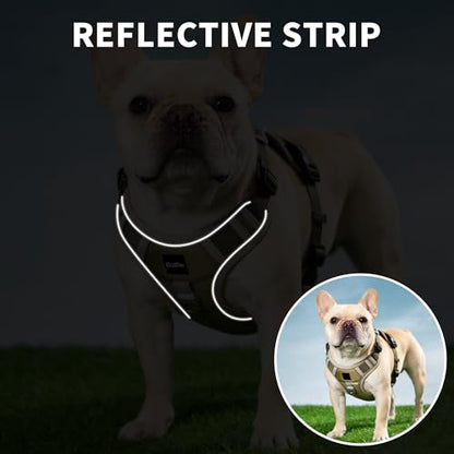 Small Dog Harness, Heavy Duty Tactical No-Pull Reflective Harness & Collar Set — Secure, No Choke, Easy On and Off Pet Vest, Adjustable Dog Vest with Breathable Padded for Walking Hiking Training - size: Small