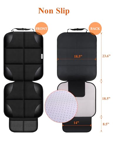 Meolsaek Car Seat Protector for Child Car Seat, Durable 600D Fabric Waterproof Car Seat Cover with Thick Pad Non-Slip Backing，No Imprints (Black 1pc) - color: Black 1pc