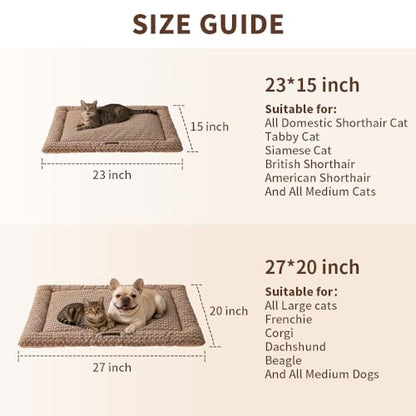 SOMAHE Cat Beds Flat Cat Bed Mat, Premium Plush Cat Mat with Non-Slip Bottom, 1.2" Thick All-Season Kneading Cushion, Machine Washable Anti-Static Pet Bed 15×23Inch, Coffee - color: Coffee, size: 23"L x 15"W x 1.2"Th