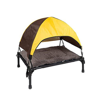 Dog Travel Cot, Elevated Dog Cot with Canopy, Travel Outdoor Camping Dog Bed with Washable Pad, Folding Outdoor Raised Elevated Cooling Dog Cot Beds for Small Dogs - color: Pet camp bed+cushion+ceiling